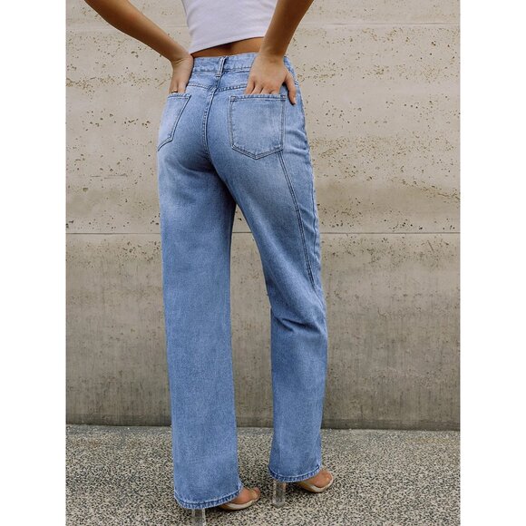 Commense Women's Vintage Denim High-Waisted Wide-Leg Jeans Size XL 33" Waist - Picture 2 of 10